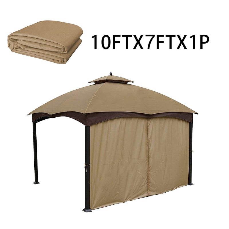Hugline Gazebo Universal Replacement Privacy Curtain - Hugline 10' x 10' Gazebo Side Wall Outdoor Privacy Panel with Zipper (Khaki) - Image 4